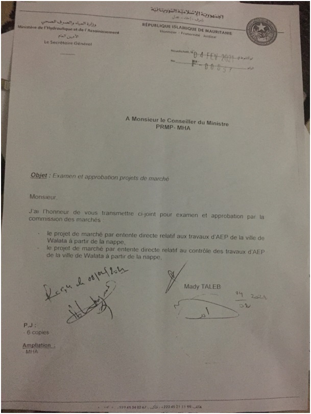 DEMANDE DU SG POUR 2 MARCHES D'ENTENTE DIRECTE