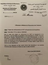 lettre ministérielle stipulant l'ancrage du projet au SG 