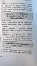 fac similé du JO avec la nomination de Jemal Mohamed