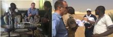 L’équipe du Projet d’appui à la Sécurité et au Développement reçue par le colonel Sidi-Mahmoud Taleb OuldJiyeb, commandant l’école de la Garde nationale de Rosso (photo de gauche) et par le colonel Dey Ould Bamba OuldYezid, commandant l’école de gendarmerie de Rosso (photo de droite)